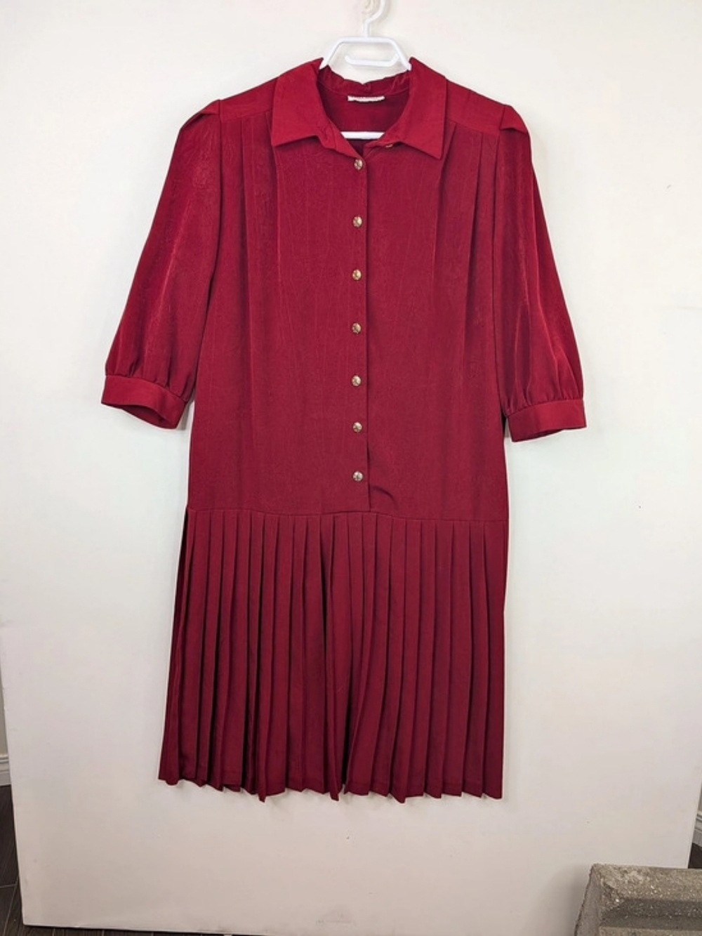 Vintage DALLAIRD'S Pleated Mini Dress in Red